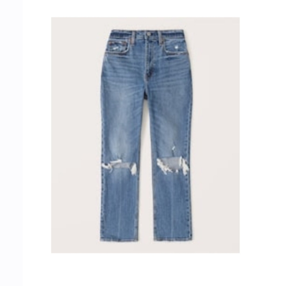 Curve Love Ultra High Rise Ankle Straight Jean, Medium Destroy NWOT